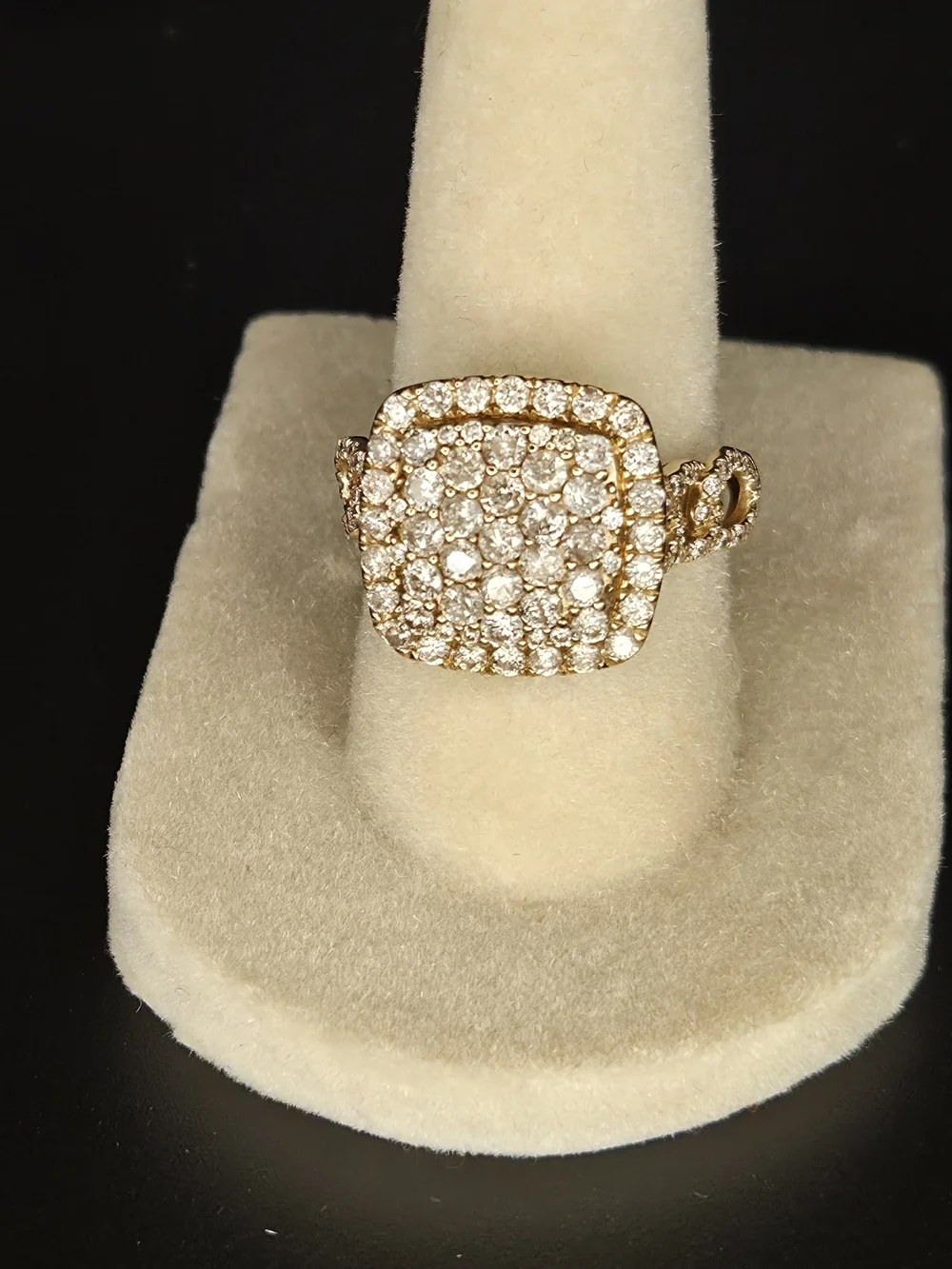 Gold Pavé Diamond Square Cluster Ring - Women Jewelry